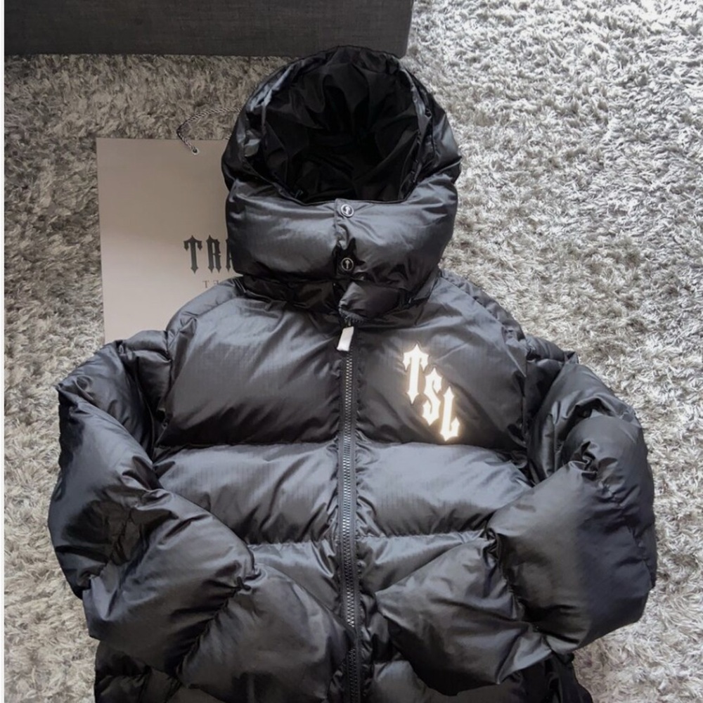 Black Insulated Puffer Jacket with Hood